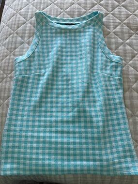 Ann Taylor Sleeveless Boatneck Gingham Top Size Small